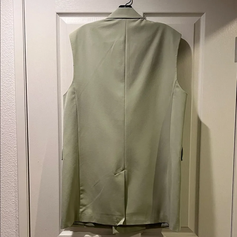Zara Men's Double-Breasted Vest - Soft Green